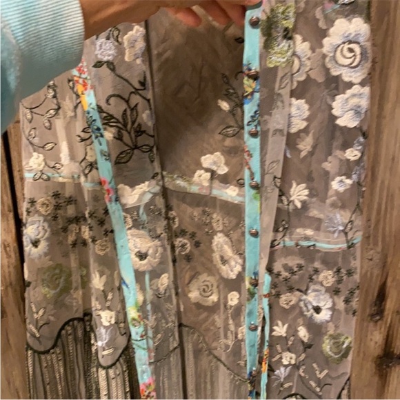 Aratta Hit the Breaks Green and Cream Embroidered Maxi Dress - Picture 3 of 7